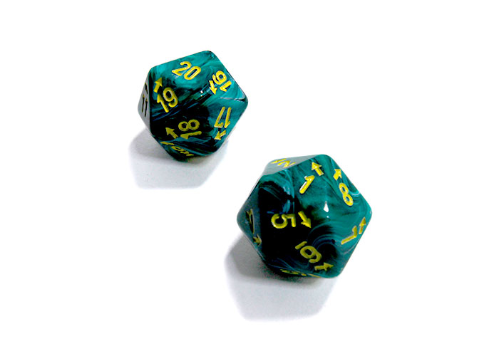 Chessex: Vortex Countup and Down D20 Malachite/Yellow 