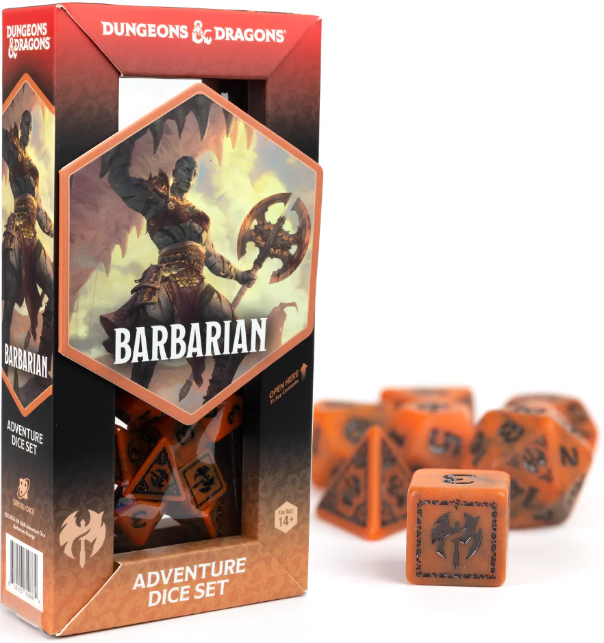 D&D  Adventure Dice Set: Barbarian: Orange 