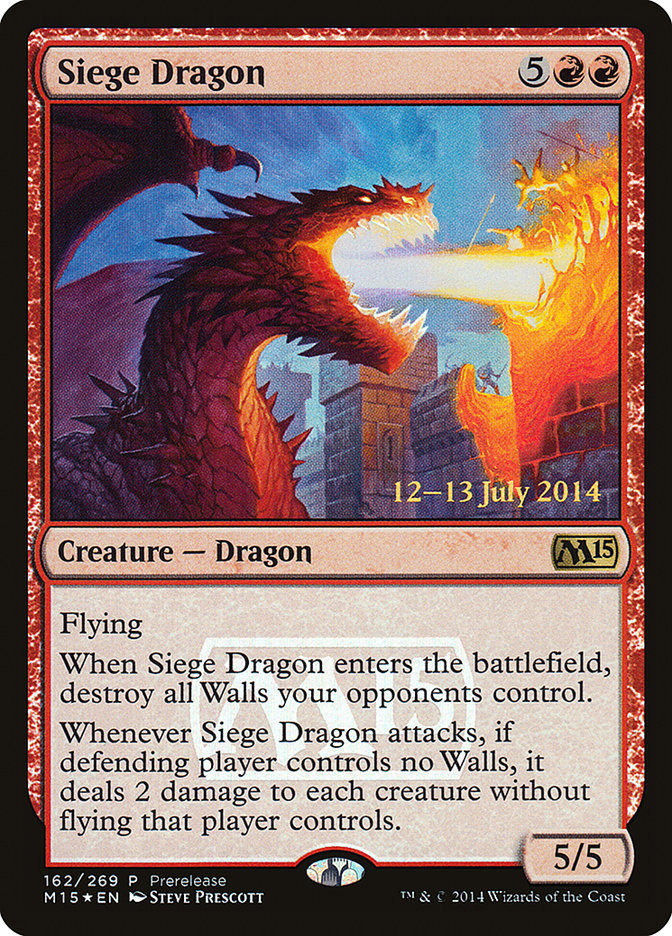 MTG 2015 Core Set 162: Siege Dragon - Prerelease Foil 