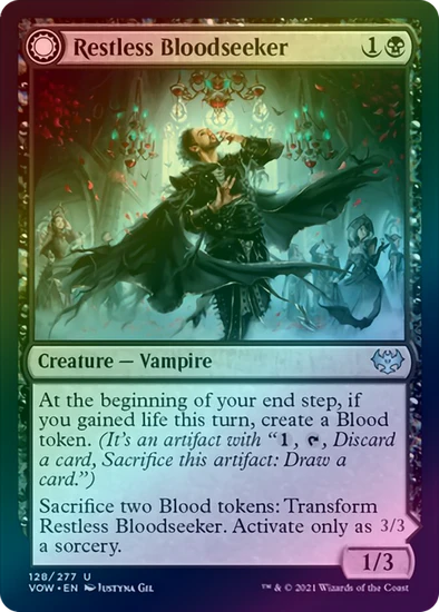 MTG: Innistrad: Crimson Vow 128: Restless Bloodseeker // Bloodsoaked Reveler (FOIL) 