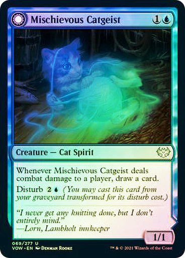 MTG: Innistrad: Crimson Vow 069: Mischievous Catgeist // Catlike Curiosity (FOIL) 