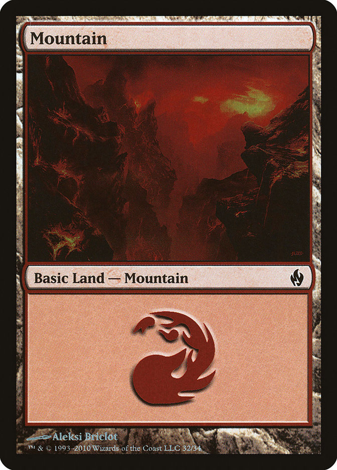 MTG: Premium Deck Series: Fire and Lightning 032: Mountain (FOIL) 