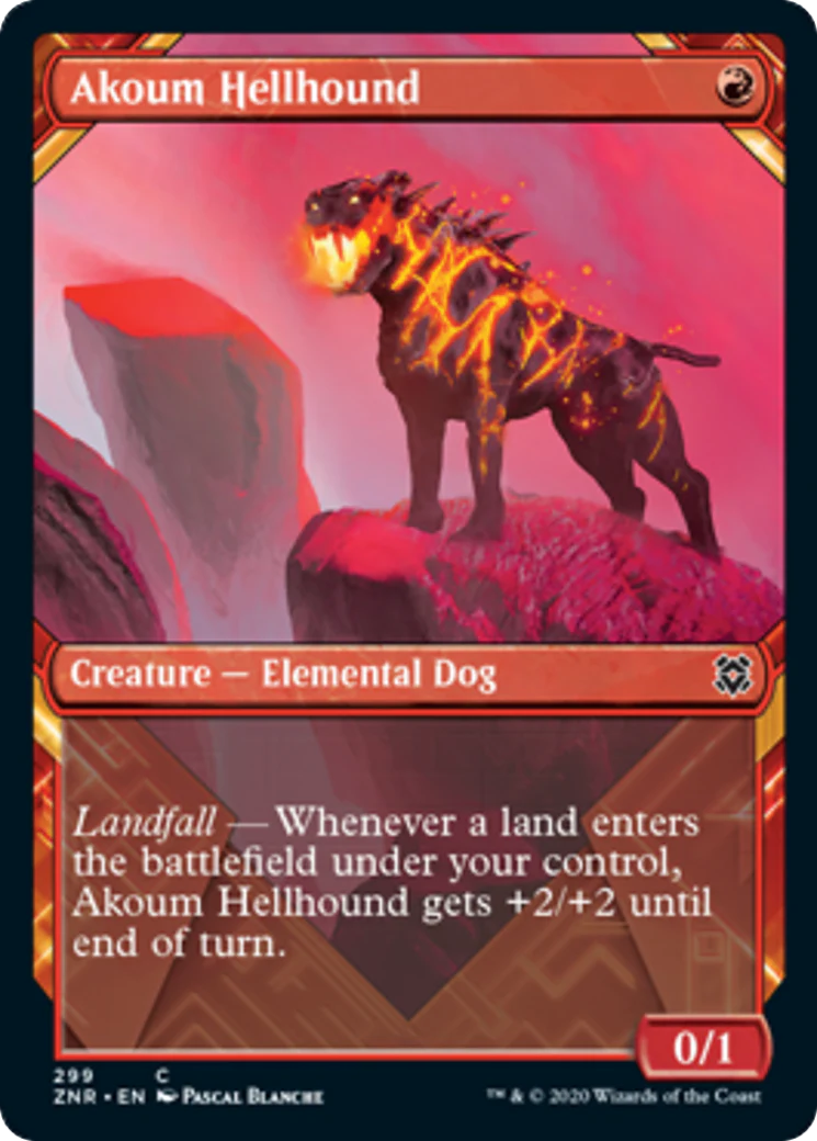 MTG: Zendikar Rising 299: Akoum Hellhound (Showcase) 