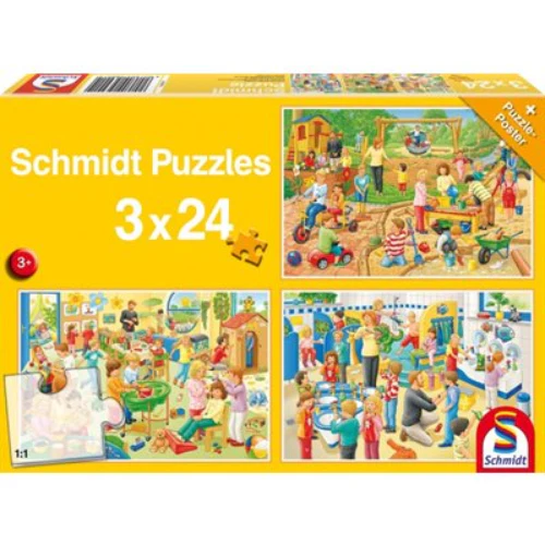 Schmidt Spiele Puzzles: A Day At Playschool (3 X 24 pieces) 