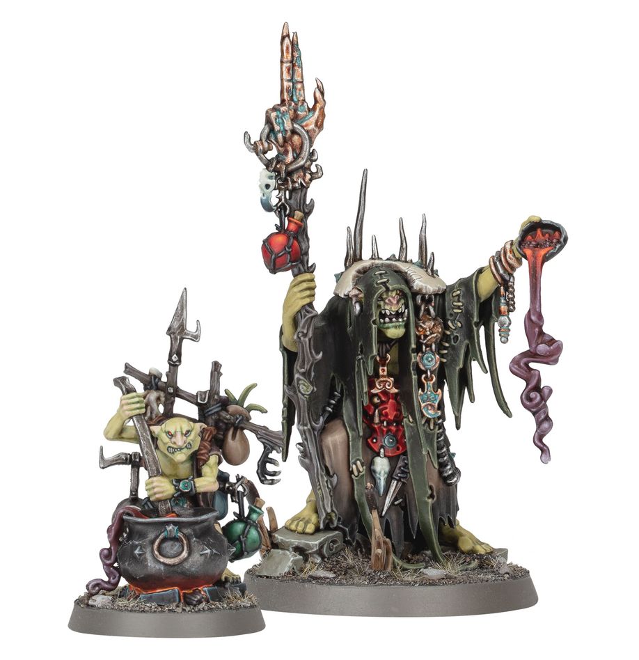 Warhammer Age of Sigmar: Orruk Warclans: Swampcalla Shaman with Pot-grot 