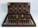 Backgammon: 19" Flowered Decoupage with Chessboard Back 