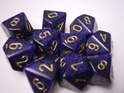 Chessex (25137): D10: Speckled: Golden Cobalt 