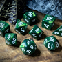 Elder Dice: Polyhedral Set: Elder Sign: Green with Aegis White - INB-EDP-L01B [850003463926]