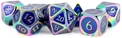 Fanroll Metal 7 Dice Set: Rainbow w/Blue Enamel 