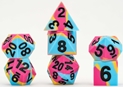 Fanroll: Silicone Sharp Edge 7 Dice Polyhedral Set: Pride Pansexual 