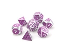 METAL GOTHICA DICE SET - SHINY SILVER W/ PURPLE 