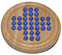 Solitaire 9" Wood Game With Marbles, Blue 